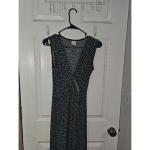 Kaileigh Black Sleeveless Floral Wrap Midi Dress SZ M